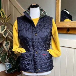 Barbour Women's Navy Quilted Summer Liddesdale Vest with Floral Collar